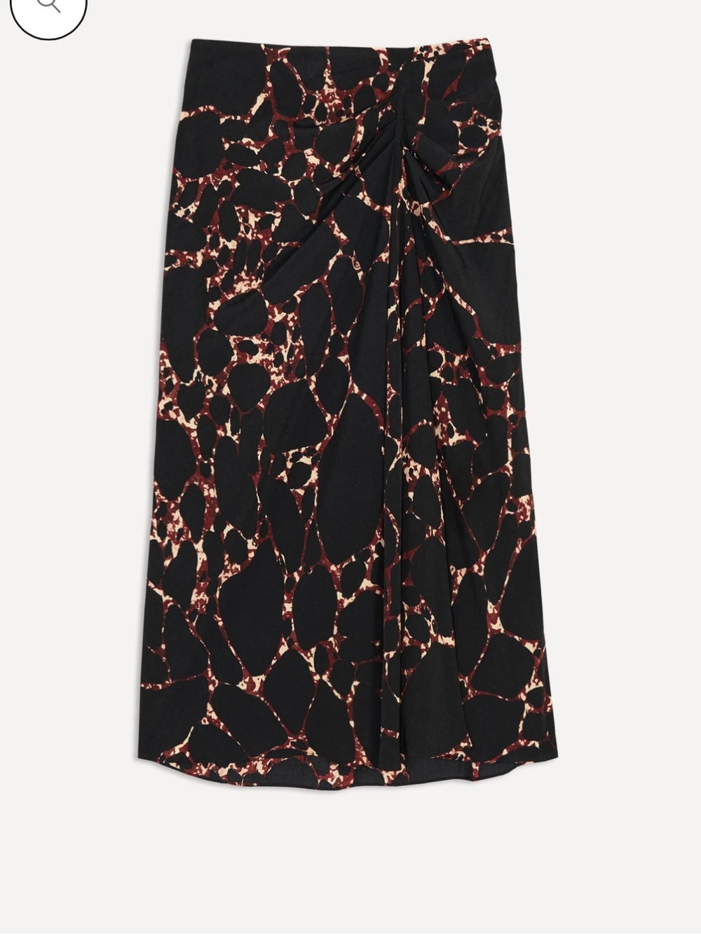 Nwt Ba&sh womens Black and Burgundy Twist-Front Printed midi Skirt size 0